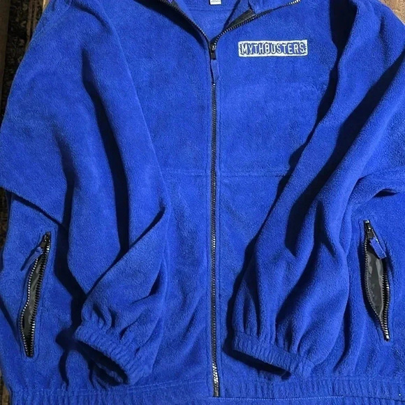 VTG MYTHBUSTERS sierra pacific outdoors blue fleece zipper jacket coat Size 2XL - Picture 9 of 11